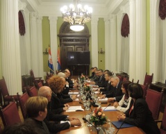 16 October 2013 The National Assembly Speaker and the Croatian President in meeting with the representatives of the Association of refugees and internally displaced persons 